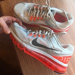 Nike Women's Air Max White and Orange Fitsole Running Shoes